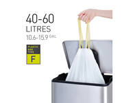 Afvalzak EKO MDPE type F met trekband 64x75cm 40-60L wit rol à 12 stuks