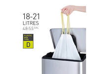 Afvalzak EKO MDPE type D met trekband 55x55cm 18-21L wit rol à 20 stuks