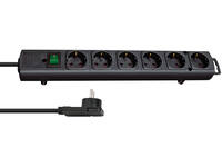 Stekkerdoos Brennenstuhl Comfort Plus 6vdig incl platte stekker 2m zw