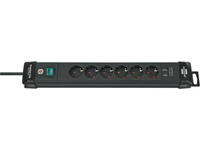Stekkerdoos Brennenstuhl Premium 6vdig incl 2 USB 3 meter zwart
