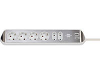 Stekkerdoos Brennenstuhl bureau Estilo 6vdig incl 2 USB 2m wit/zilver