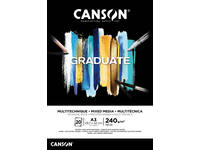 Mixed mediapapier Canson Graduate Mixed Media 20vel 240gr A3 zwart