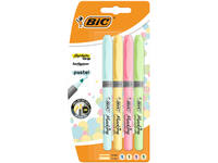 Markeerstift Bic grip pastel assorti blister à 4 stuks
