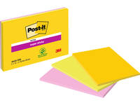 Memoblok Post-it 6445 Super Sticky 152x101mm assorti 3st