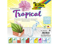 Vouwblaadjes Folia 80gr 15x15cm 50 vel 2-zijdig 10 tropical designs