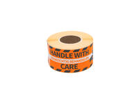 Waarschuwingsetiket Rillprint 46x125mm handle with care oranje 250 stuks