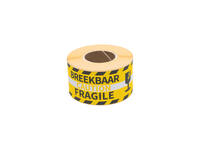 Waarschuwingsetiket Rillprint 46x125mm fragile geel 250 stuks