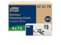 Reinigingsdoek Tork W4 Premium gevouwen 1-laags 4x75 vel wit 473179