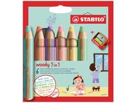Kleurpotloden STABILO 880 woody slijper pastel assorti 6 stuks
