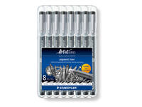 Fineliner Staedtler Pigment 308 zwart 8 stuks