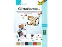 Glitterkarton Folia 174x245mm 6 vel basis assorti
