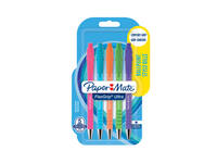 Balpen Paper Mate Flexgrip drukknop Bright fun medium assorti 5 stuks