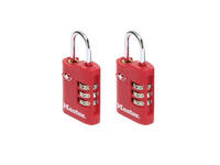 Hangslot Masterlock 3-cijfer combi TSA set van 2 sloten assorti in willekeurige kleur 30mm 2 stuks