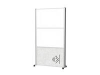 Scheidingswand MAUL akoestiek 100x180 2x whiteb. 1x lichtgrijs alum.frame mobiel