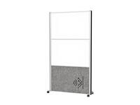 Scheidingswand MAUL akoestiek 100x180 2x whiteb. 1x donkergr alum.frame mobiel