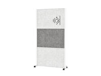 Scheidingswand MAUL akoestiek 100x180 2x licht- 1x donkergrijs wit frame mobiel