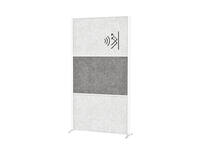 Scheidingswand MAUL akoestiek 100x180 2x licht- 1x donkergrijs wit frame op voet