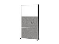 Scheidingswand MAUL akoestiek 100x180 2xdonker- 1xwhiteboard alum.frame mobiel