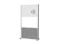 Scheidingswand MAUL akoestiek 100x180 licht- donkergrijs whiteb alum.frame mobiel