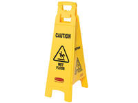 Waarschuwingsbord Rubbermaid vierzijdig Engels 97cm geel