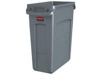 Afvalbak Rubbermaid Slim Jim Vented met luchtsleuven 60liter grijs