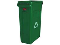 Afvalbak Rubbermaid Slim Jim Vented met luchtsleuven 87 liter groen