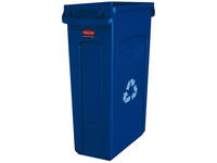 Afvalbak Rubbermaid Slim Jim Vented met luchtsleuven 87 liter blauw