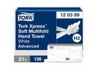 Handdoek Tork H2 Xpress Advanced multifold 2-laags 212x340mm 21x136 vel wit 120399