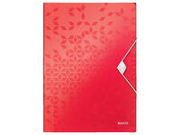 Elastomap Leitz WOW A4 3 kleppen PP rood