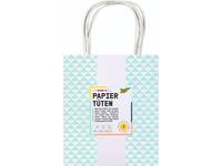 Tas met handvat Folia kraftpapier 115gr 18x21x8cm wit set à 3 dessins