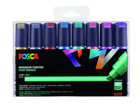 Paintmarker Uni POSCA PC8K breed schuin metallic assorti set à 8 stuks