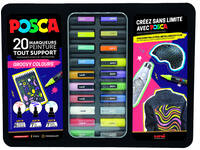 Paintmarker Uni POSCA Groovy Colours assorti metalen koffer à 20 stuks
