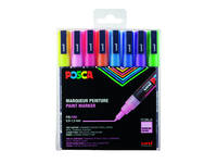 Paintmarker Uni POSCA PC3M fijn glitter pastel assorti set a 8 stuks