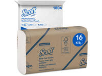 Handdoek Scott m-vouw 1-laags 230x235mm 16x250stuks wit 1804