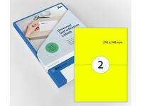 Etiket Rillprint 210x148mm fluor geel 200 stuks
