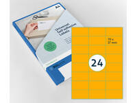 Etiket Rillprint 70x37mm fluor oranje 2400 stuks