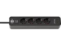 Stekkerdoos Brennenstuhl Ecolor 4vdig incl 2 USB C 1.5m zwart
