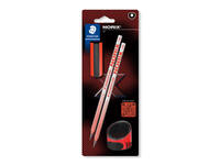 Potlood Staedtler Norix HB zwart-koraal blister à 2 stuks