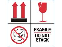 Waarschuwingsetiket IEZZY fragile do not stack 100mmx100mm 1000 stuks