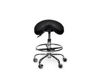Zadelkruk Office Premium laag met voetring harde wielen zw