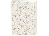 Notitieboek witte bloemen A5 lijn 92 pagina's softcover creme