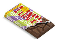 Chocolade Tony's Chocolonely melk karamel pecan crunch reep 90 gram