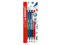 Balpen STABILO pointball colorful medium assorti blister à 4 stuks