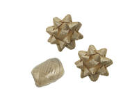 Cadeaulint Polyband en 2 rozetten goud glitter