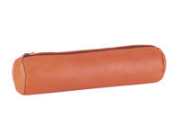 Pennenetui Oxford 22x6cm leer rond karamelbruin