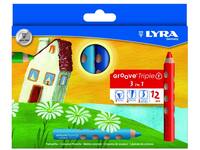 Kleurpotlood LYRA Groove Triple One extra dik set à 12 kleuren