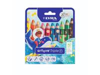 Kleurpotlood LYRA Groove Triple One extra dik set à 10 kleuren