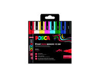 Paintmarker Uni POSCA PC-5BR brushpunt medium set à 8 kleuren