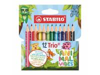 Kleurpotloden STABILO Trio dik Short Animal Vibes mini assorti 12st