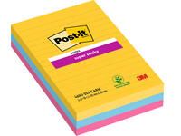 Memoblok Post-it 4690 Super Sticky 101x152mm lijn Carnival 3 stuks